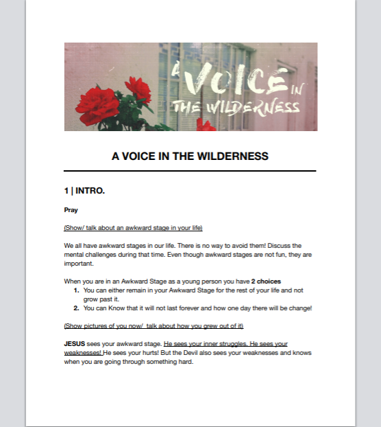 A Voice In The Wilderness Message Outline