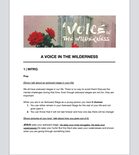 A Voice In The Wilderness Message Outline - Local Church Media