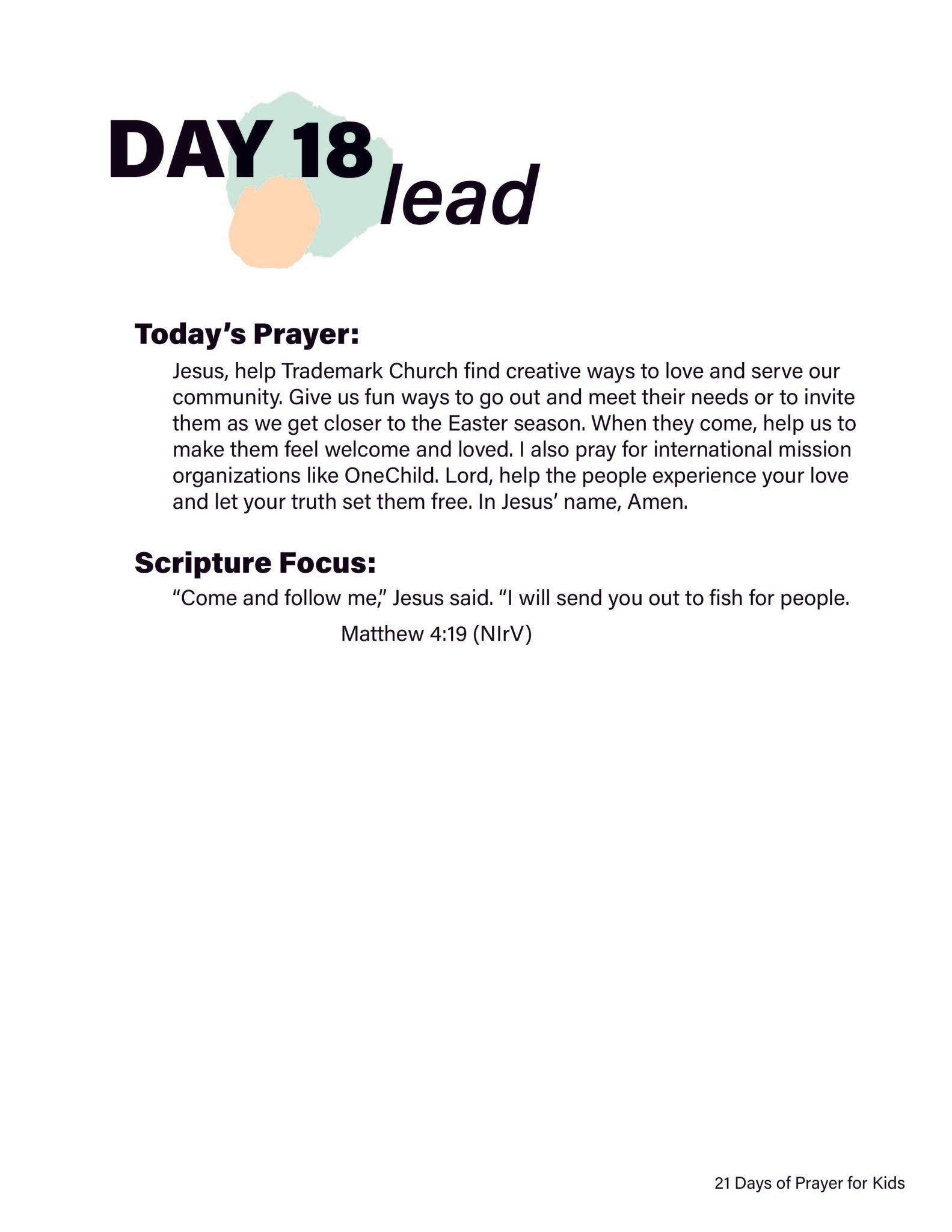 Renew My Soul 21 day Prayer & Fasting Kids Journal - Local Church Media