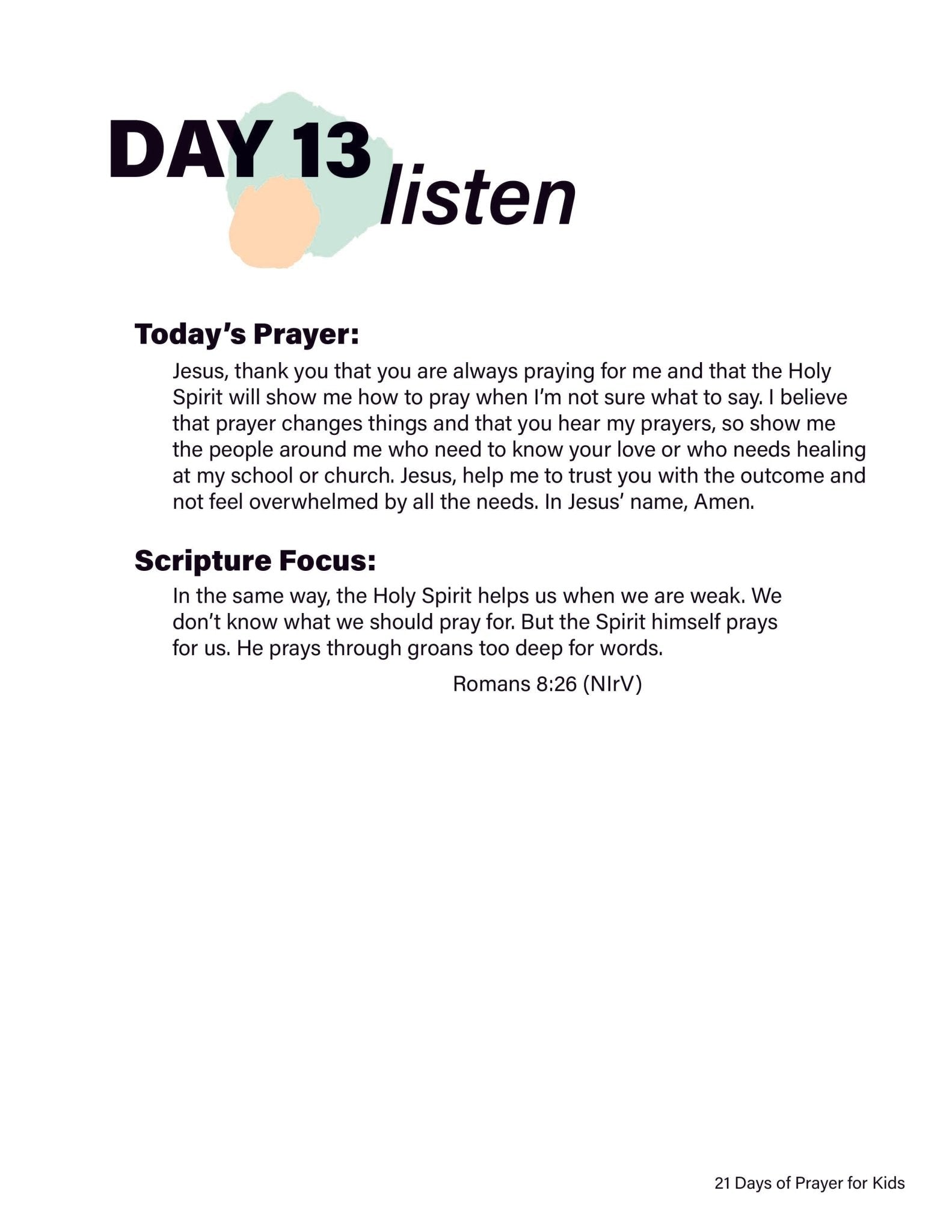 Renew My Soul 21 day Prayer & Fasting Kids Journal - Local Church Media