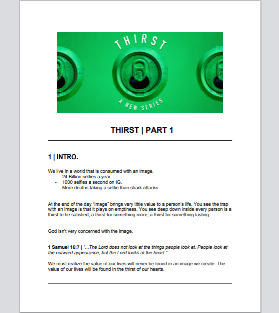 Thirst Sermon Outline - Local Church Media